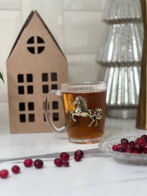 Чашка с накладкой Огненная Лошадь в упаковке Домик