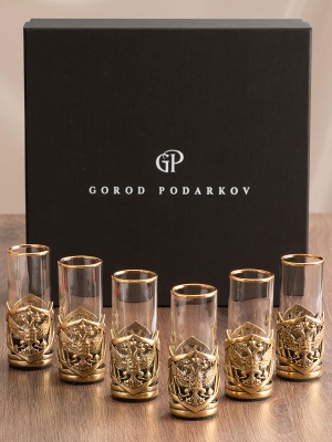 Набор 6 стопок Патрон "Герб РФ" "Великая Россия",в черн. под уп.