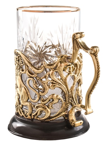 Подстаканник ручной работы С Юбилеем 70 лет в черной подарочной упаковке