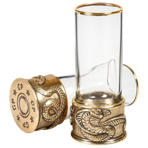 Набор 2 стопки Патрон "Змея",Штоф "TImeless",накл."Змея",черн.уп