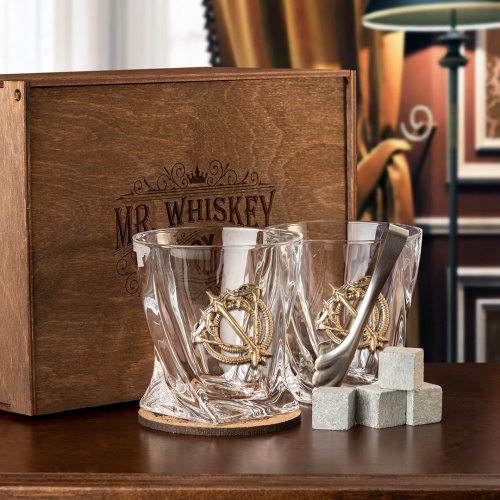 Набор 2 бокала для виски с накладкой "Стрелец", в шкатулке Mr Whiskey