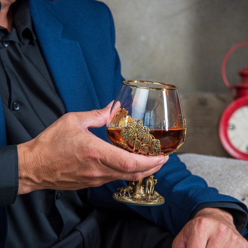 Бокал для коньяка Охота на Лося 420 мл в подарочной коробке