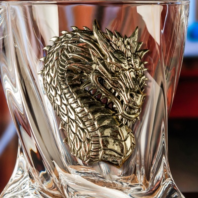 Набор 2 бокала для виски "Квадро", накладка "Дракон-2",мешки,камни,щипцы,костеры,упак.Mr Whyskey