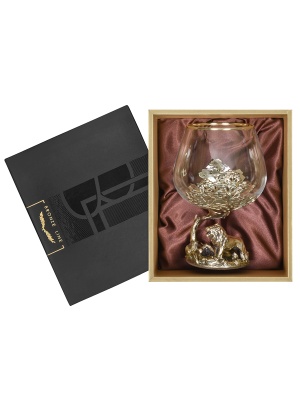 Бокал для коньяка Царь Лев 420 мл в подарочной коробке