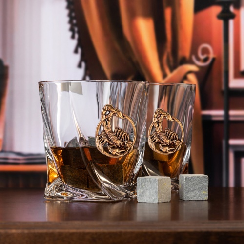 Набор 2 бокала для виски с накладкой "Скорпион", в шкатулке Mr Whiskey
