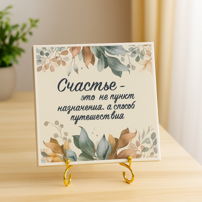 Плитка подарочная "Счастье - это не пункт назначения..." в подарочной коробке
