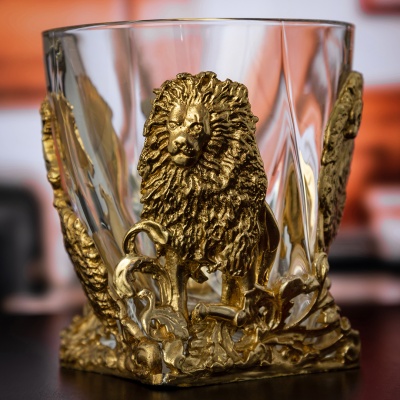 Набор из 2-х бокалов для ВИСКИ ручная работа Львы в подарочной упаковке