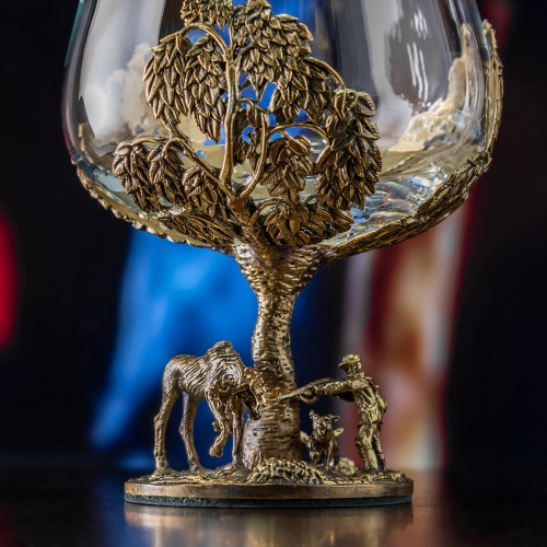 Бокал для коньяка Охота на Лося 420 мл в подарочной коробке