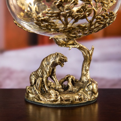 Набор из 6-ти бокалов для коньяка Тигр 420 мл в деревянной шкатулке из массива