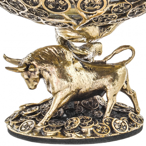 Бокал для коньяка ручной работы  "Денежный Бык" 310 мл в подарочной коробке