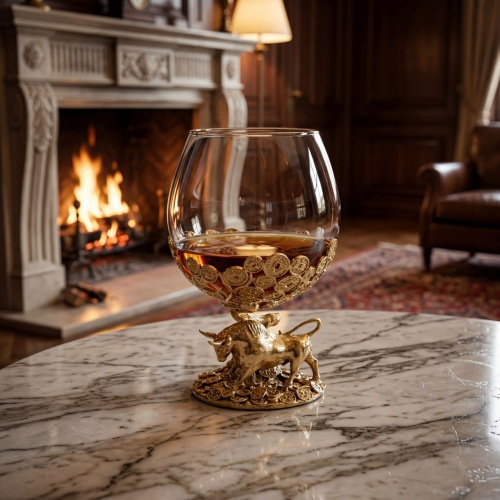 Бокал для коньяка ручной работы  "Денежный Бык" 310 мл в подарочной коробке