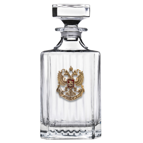 Набор 6 стопок Патрон "Герб РФ",Штоф "Timeless" накл. "Герб,эмаль"в черной под.коробке