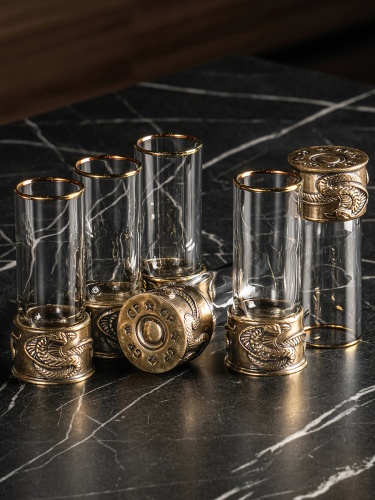 Набор 6 стопок Патрон "Змея",Штоф "TImeless",накл."Змея",черн.уп