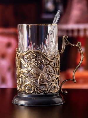 Подстаканник ручной работы  С Юбилеем 50 лет  в черной подарочной упаковке