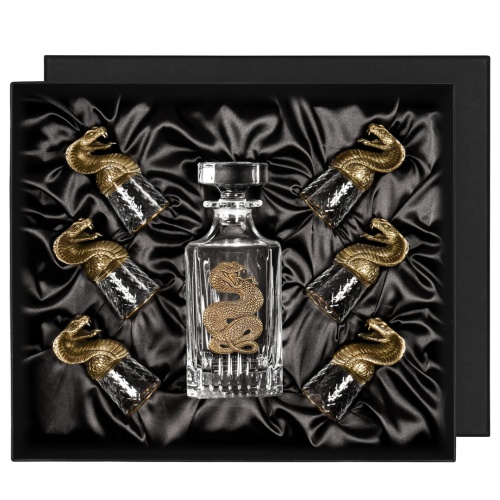 Набор 6 стопок-перевертышей со штофом "Змея", в коробке из дизайнерского картона