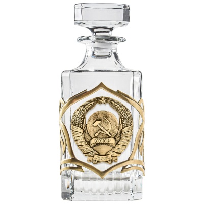 Набор штоф и 6 стопок патрон "Герб СССР", в коробке из дизайнерского картона