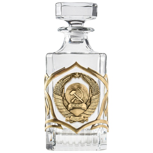 Набор штоф и 6 стопок патрон "Герб СССР", в коробке из дизайнерского картона