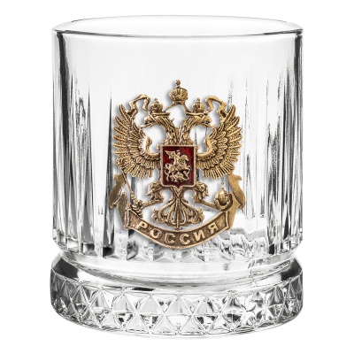 Набор 2 бокала для виски "Элизия",Штоф "TImeless",накл."Герб,эмаль",камни,мешки,черная под.уп