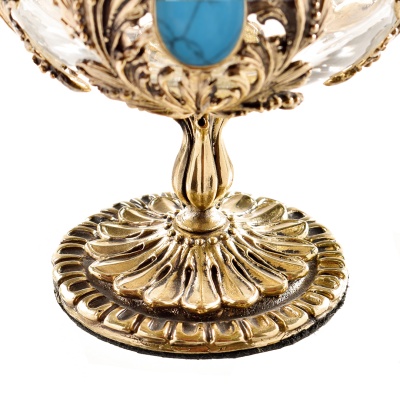 Набор 2 бокала для коньяка с искусственным камнем "Бирюза", в шкатулке из массива