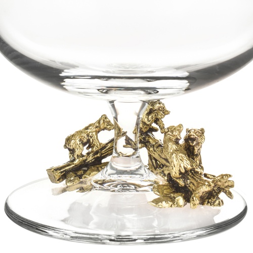 Подарочный набор из 4 бокалов для коньяка "Медведи" в подарочной коробке