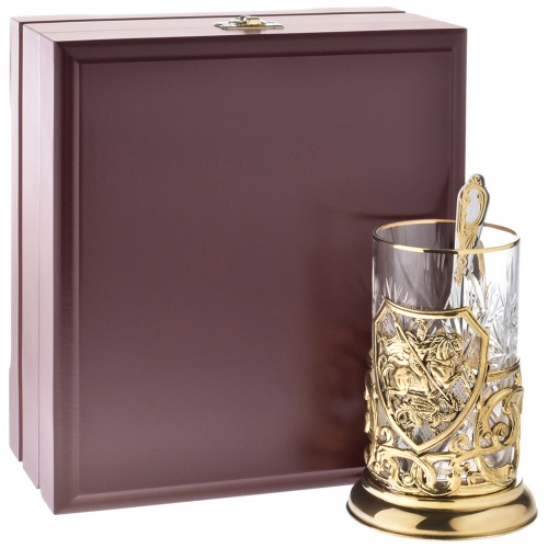 Подстаканник ручной работы "Георгий Победоносец",в деревянной шкатулке