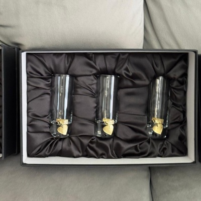 Набор из 3-х стопок Сиде с накладками Мастерок олово черной подарочной коробке