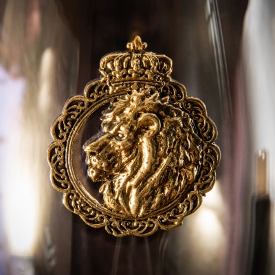 Набор 2 бокала для коньяка  с накл."Лев и львица Royal" в черной подарочной коробке