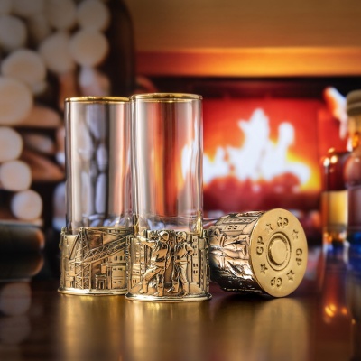 Набор 3 стопки патрон Профессии "Строитель",  в черной подарочной упаковке.