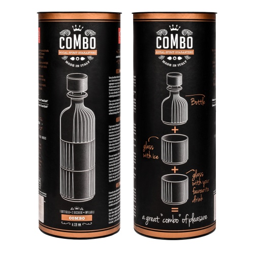 Набор Пирамида, 2 бокала для виски со Штофом накладка "Герб РФ", в тубусе