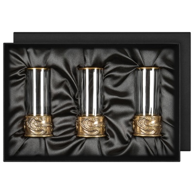 Набор 3 стопки патрон "Змея"  в черной подарочной упаковке.