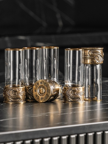 Набор 6 стопок Патрон "Змея",Штоф "TImeless",накл."Змея",черн.уп