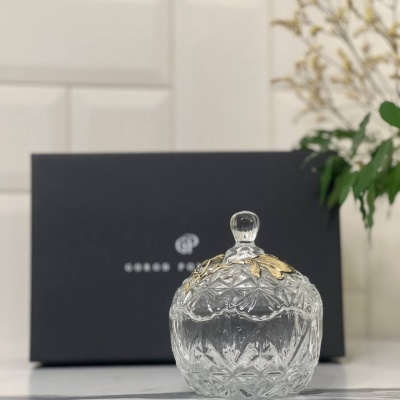 Шкатулка Бутон Ириса с накладкой Ирис в черной подарочной коробке