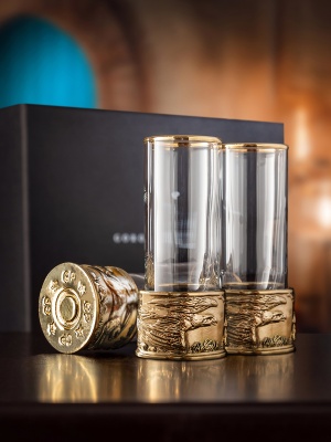 Набор из 3-х стопок Патрон Орел с латунным основанием в подарочной коробке