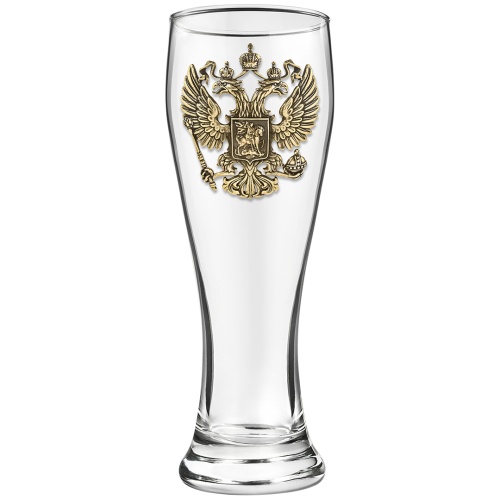 Набор 4 бокала для пива, накл. "Герб РФ и Георгий Победоносец" ВЕЛИКАЯ РОССИЯ ,в ч/б коробке