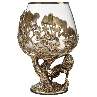 Набор 2 бокала для коньяка (R) "Лев" , черная подарочная упаковка