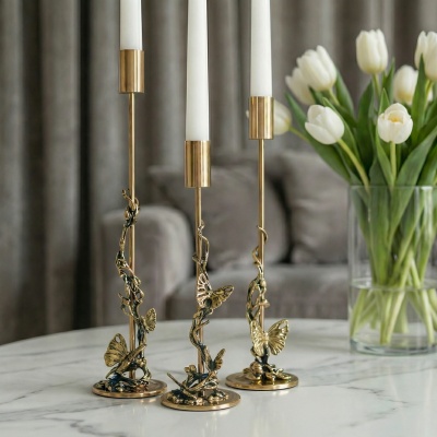 Подарочный набор из 3 подсвечников "Бабочки" в подарочной коробке