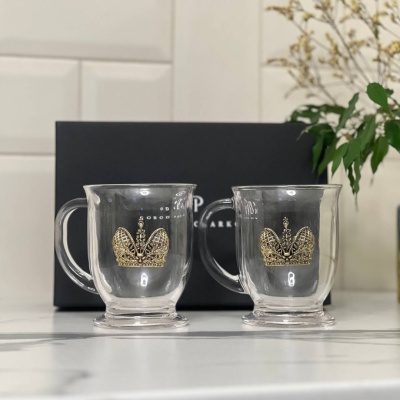 Набор для глинтвейна: 2 чашки с накладками Корона  в черной коробке