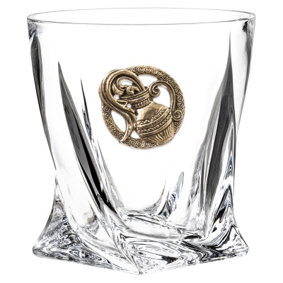 Набор 2 бокала для виски с накладкой "Водолей", в коробке из дизайнерского картона