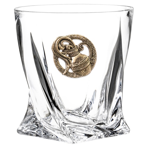 Набор 2 бокала для виски с накладкой "Водолей", в коробке из дизайнерского картона