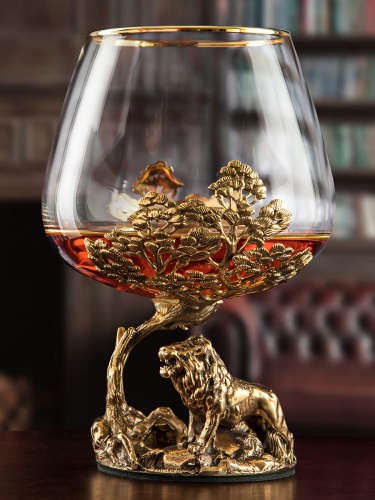 Бокал для коньяка Царь Лев 420 мл в подарочной коробке