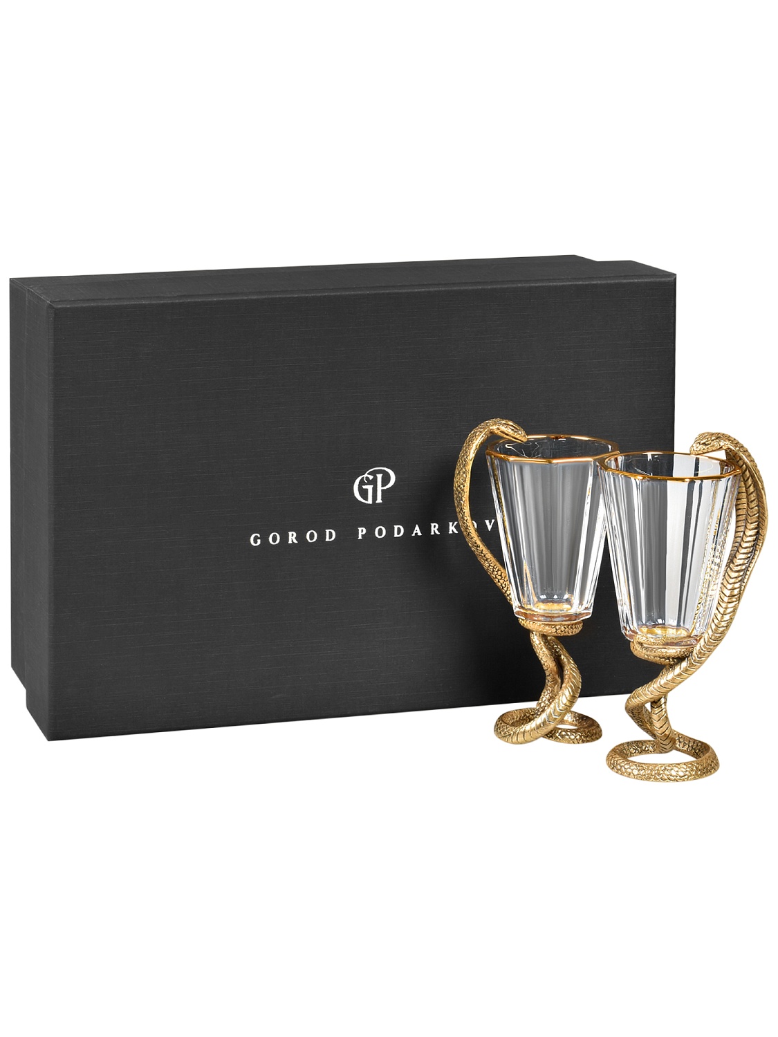 Набор 2 лафитника "Змея",в черной подарочной упаковке.