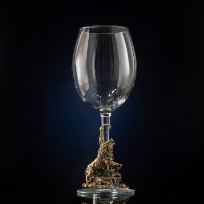 Бокал для вина "Лев на ветке"(со статуэткой на ножке), в подарочной упаковке.