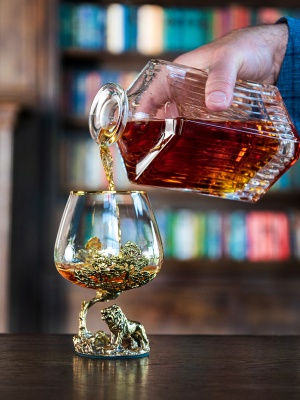 Бокал для коньяка Царь Лев 420 мл в подарочной коробке