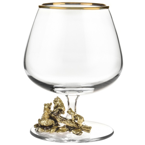 Подарочный набор из 4 бокалов для коньяка "Медведи" в подарочной коробке