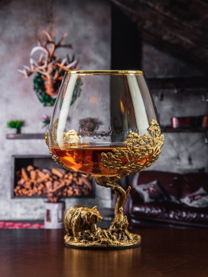 Бокал для коньяка Медведь 420 мл в подарочной коробке