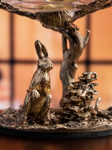 Бокал для коньяка "Заяц" 420 мл в деревянной шкатулке