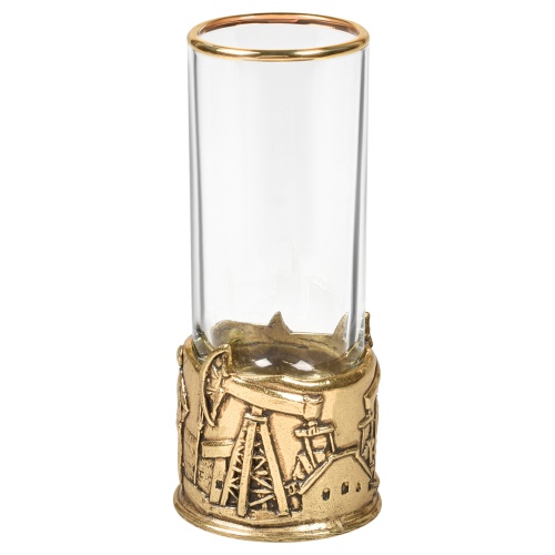 Набор 6 стопок патрон и Штоф накладка "Нефтяник", в черной подарочной коробке