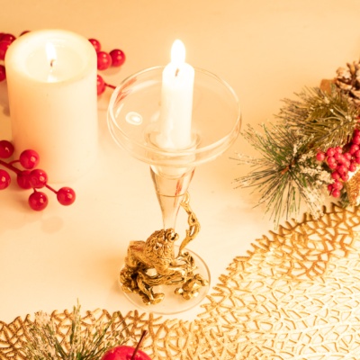 Подсвечник со статуэткой Лев на ветке в транспортной коробке