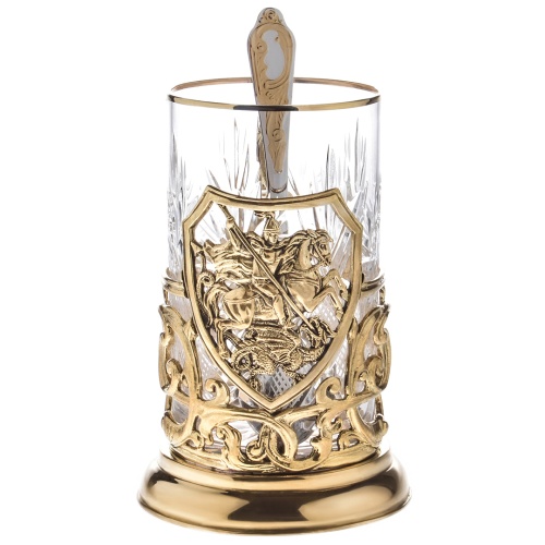 Подстаканник ручной работы "Георгий Победоносец", в черной подарочной коробке