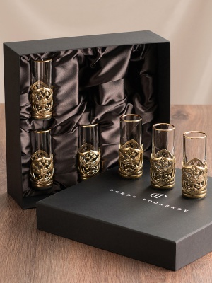 Набор 6 стопок Патрон "Герб РФ" "Великая Россия",в черн. под уп.